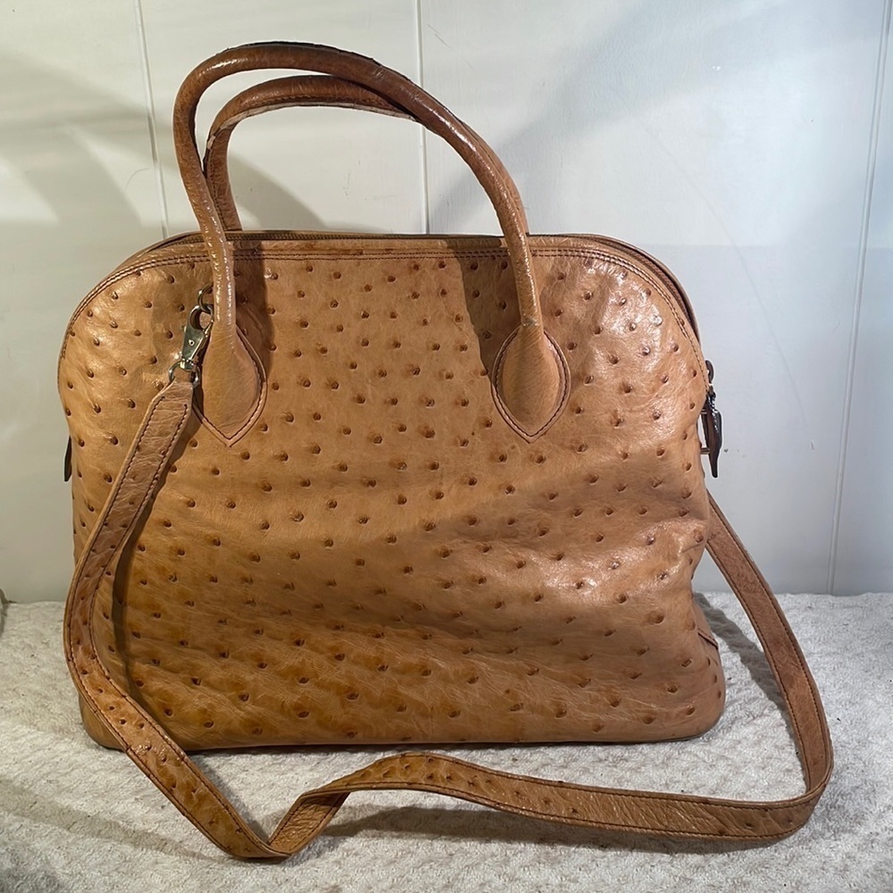 ๐Host Pick๐ VINTAGE Zagliani Genuine Ostrich Domed Satchel Crossbody
